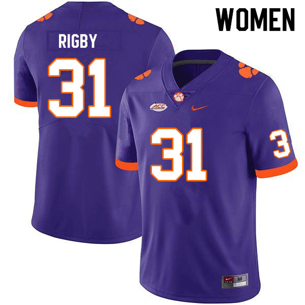 Women #31 Tristen Rigby Clemson Tigers College Football Jerseys Sale-Purple - Click Image to Close